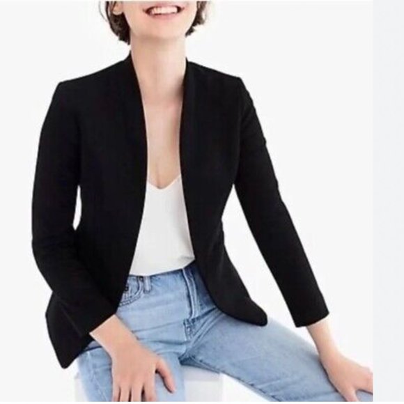 J CREW BLACK TWILL COLLARLESS BLAZER - 6 - Picture 1 of 12